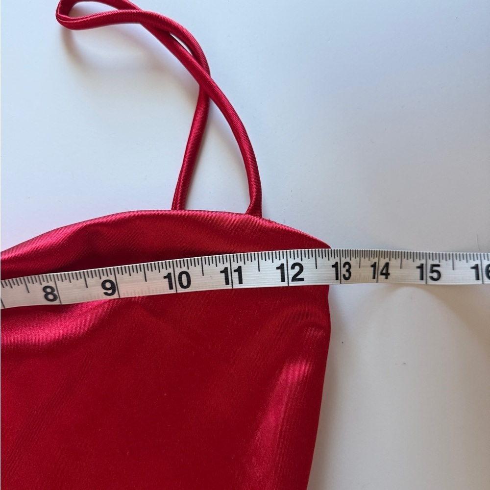 Charlotte Russe Bubble Hem Red Satiny Mini Spaghetti Strap Dress Small - Picture 6 of 7